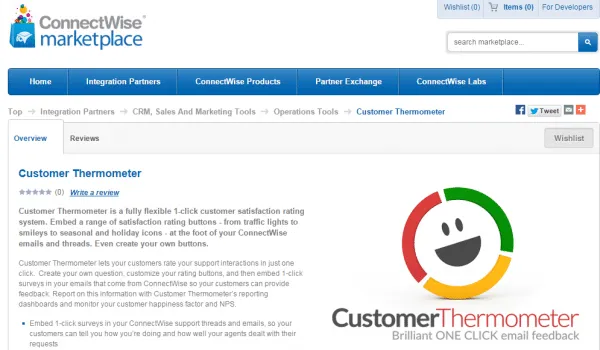 Connectwise feedback buttons marketplace listing