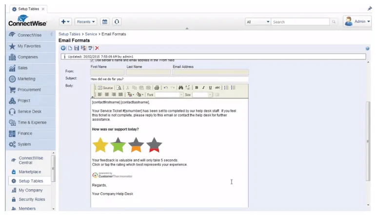 Simple ConnectWise survey integration Simple ConnectWise survey integration