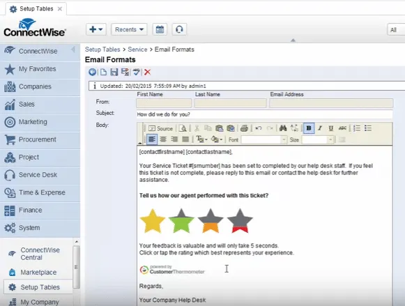 ConnectWise help desk customer satisfaction survey ConnectWise help desk customer satisfaction survey
