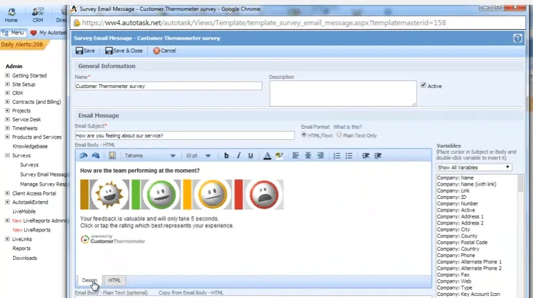 Autotask 1-click surveys Autotask 1-click surveys