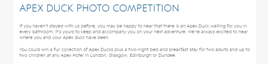 Apex hotel duck competition