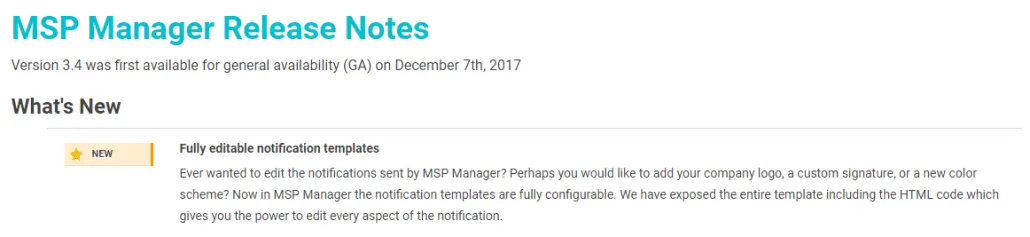 SolarWinds MSP Manager 3.4 release