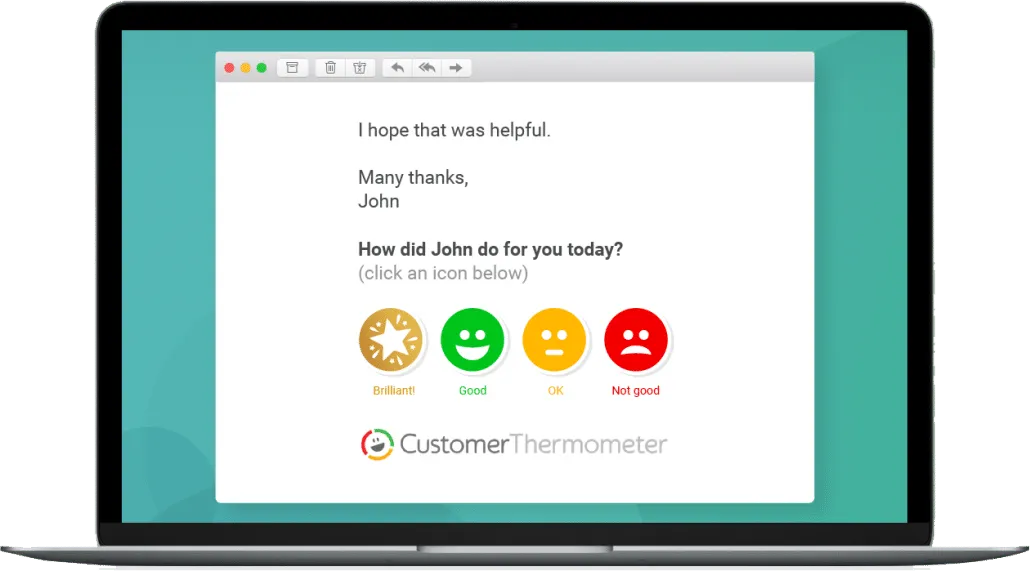Customer Thermometer Signature Embedded Example Smiley Face Feedback One Click Instagram