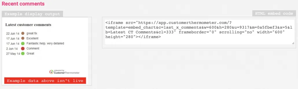 Real time feedback comment widget