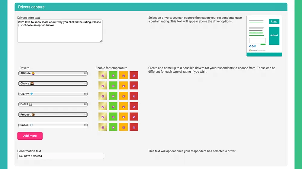 Drivers-in-app-build-for-web Survey emotional drivers build page