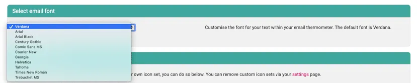Email Thermometer Font Options