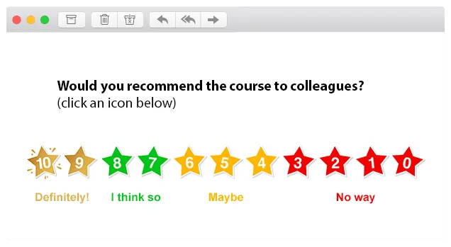 Training Survey Q6 training survey question example template customer thermometer nps net promoter score recommend to a colleague