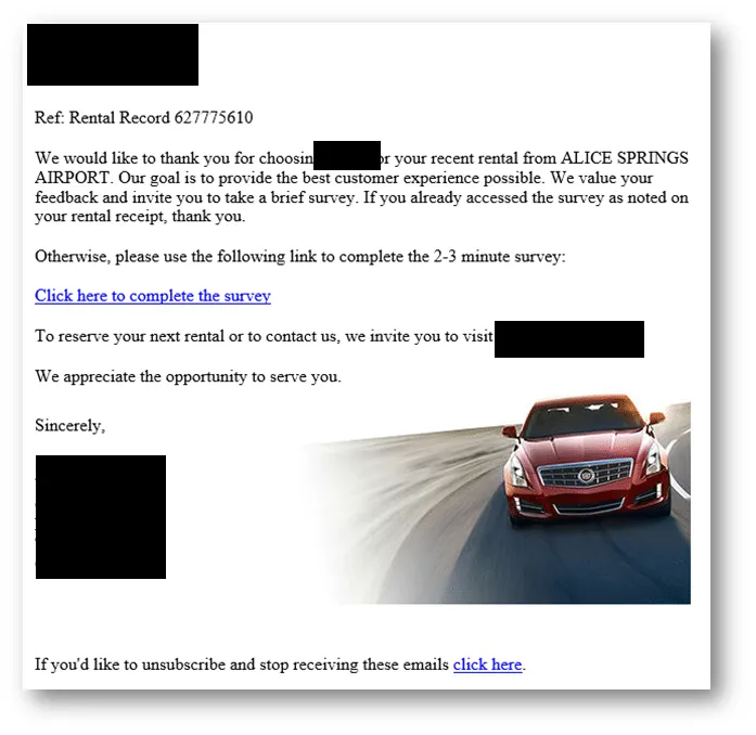 The dreaded click here for our survey email The dreaded click here for our survey email