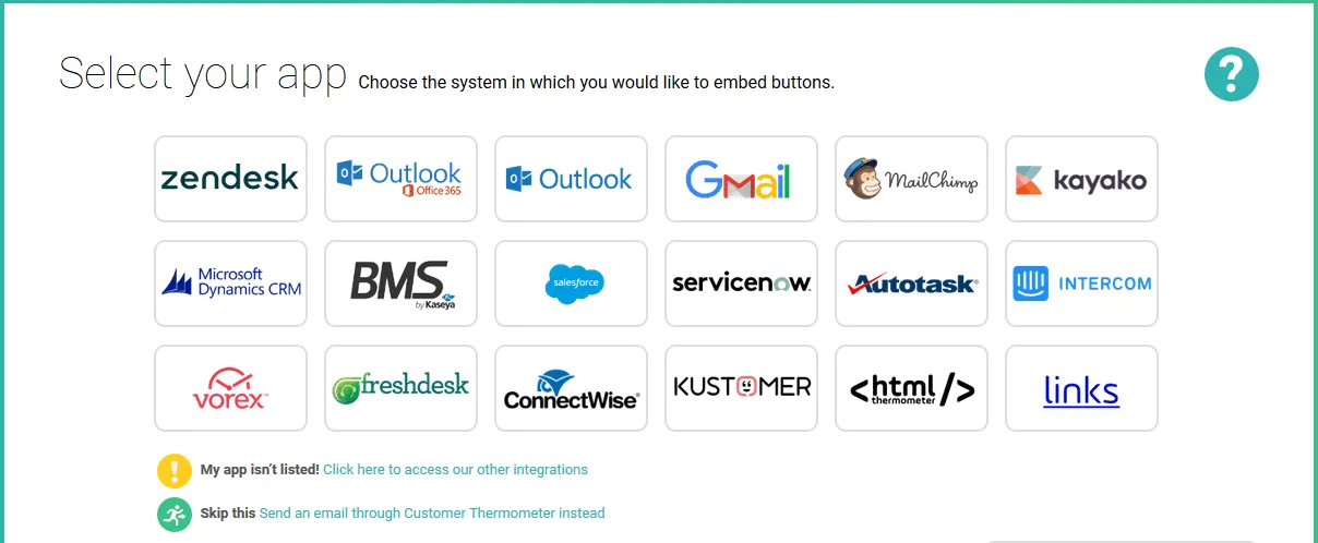customer thermometer select your app