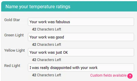 text descriptions for survey ratings