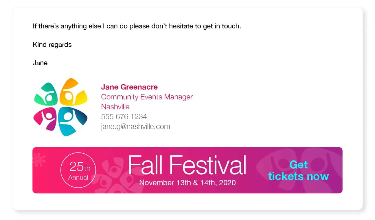 event-email-signature email signature advertising an event