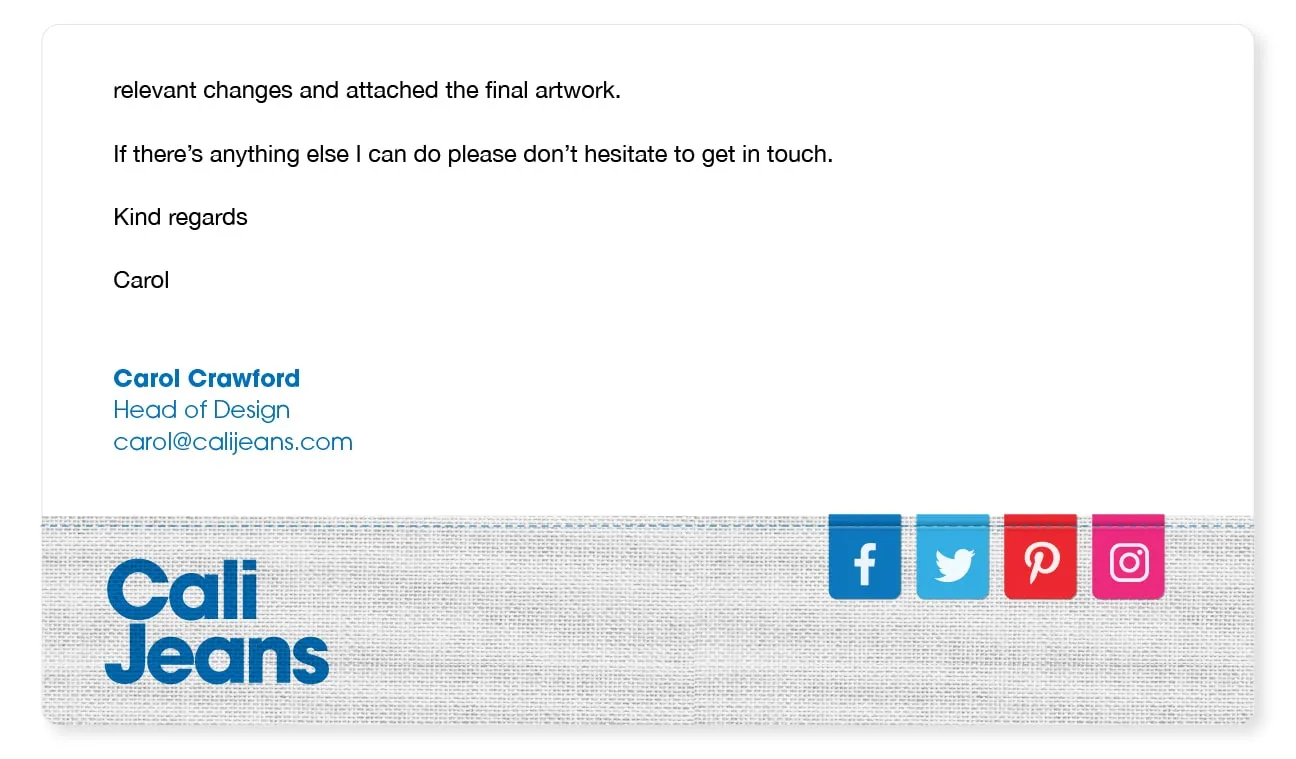 cool email signature idea social icons