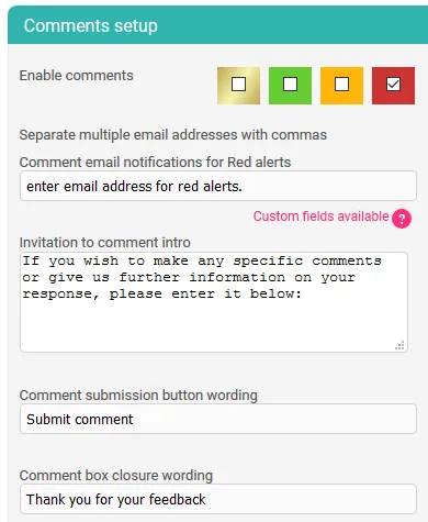 survey landing page comment box