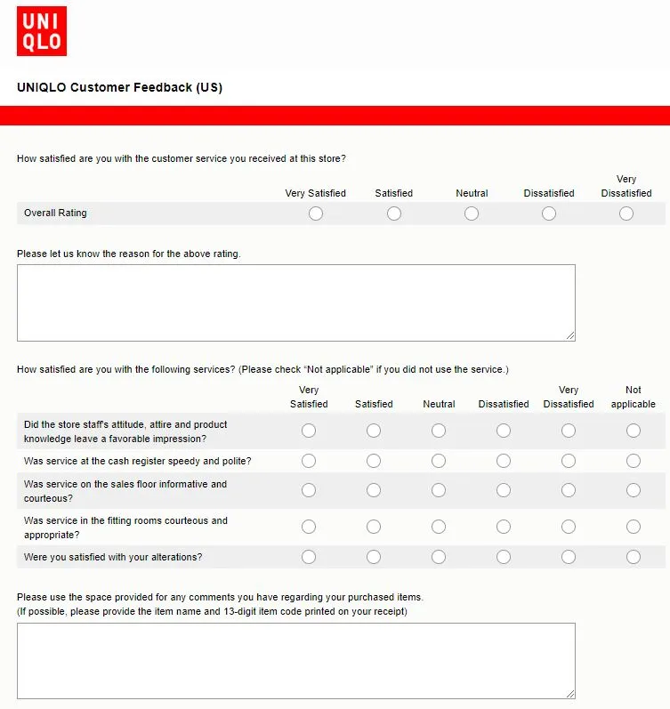 uniqlo-customer-feedback-survey UNIQLO Customer Feedback Survey